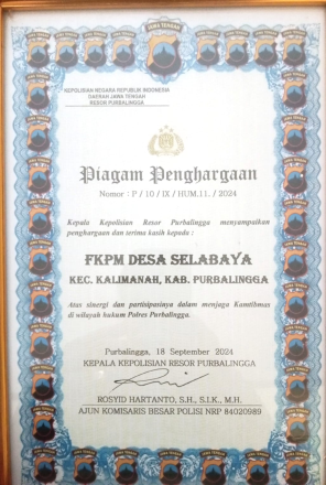 Penghargaan kpd FKPM Desa Selabaya Th 2024